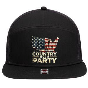 Country Over Party Democracy Matters 7 Panel Mesh Trucker Snapback Hat