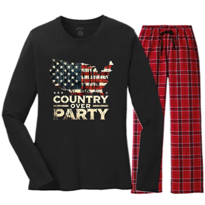 Country Over Party Democracy Matters Women's Long Sleeve Flannel Pajama Set 