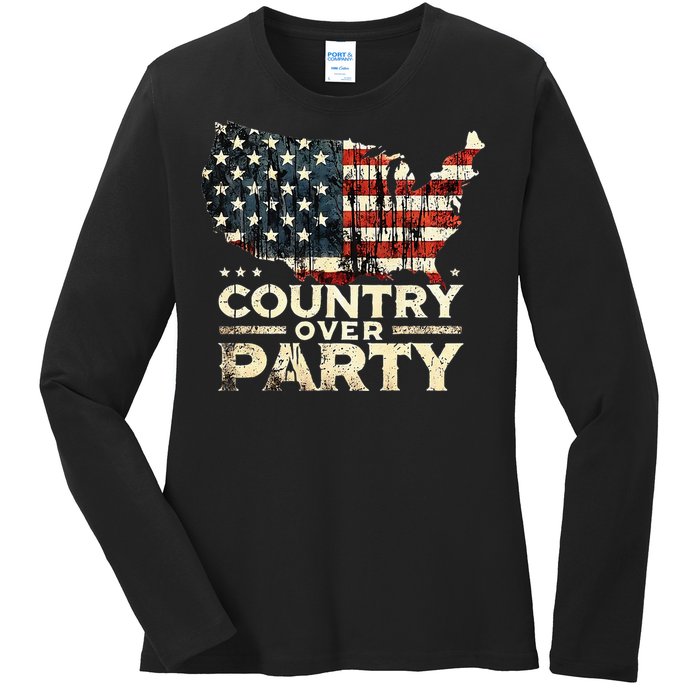 Country Over Party Democracy Matters Ladies Long Sleeve Shirt