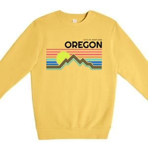 City Of Portland Oregon Retro Sunset Premium Crewneck Sweatshirt