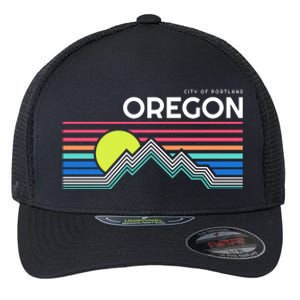 City Of Portland Oregon Retro Sunset Flexfit Unipanel Trucker Cap