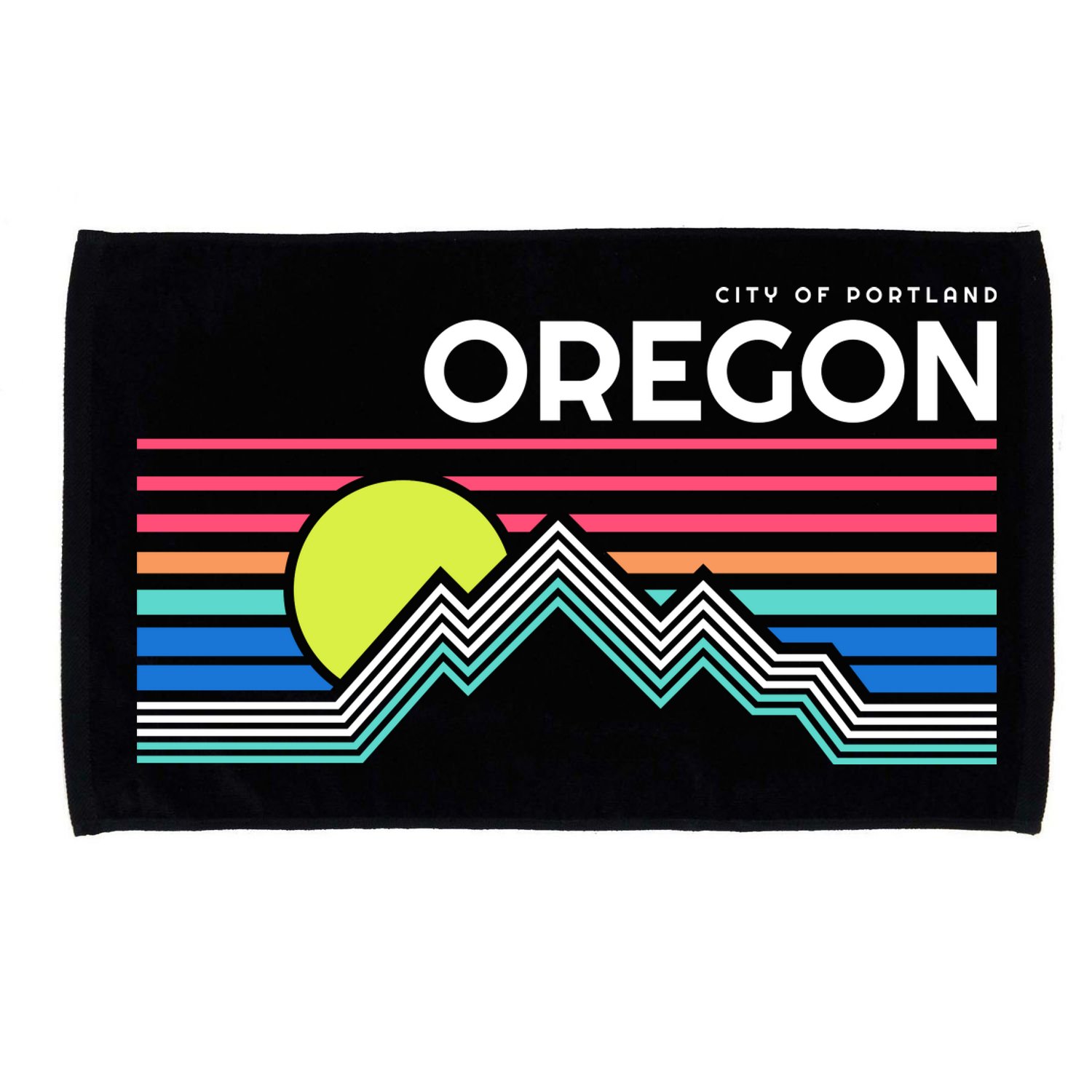 City Of Portland Oregon Retro Sunset Microfiber Hand Towel