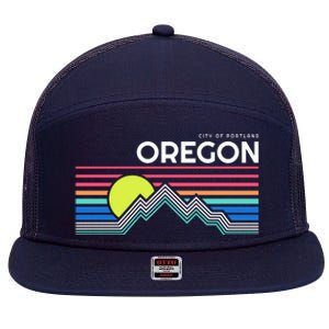 City Of Portland Oregon Retro Sunset 7 Panel Mesh Trucker Snapback Hat