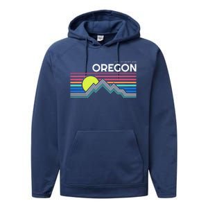 City Of Portland Oregon Retro Sunset Performance Fleece Hoodie