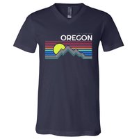 City Of Portland Oregon Retro Sunset V-Neck T-Shirt