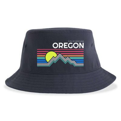 City Of Portland Oregon Retro Sunset Sustainable Bucket Hat