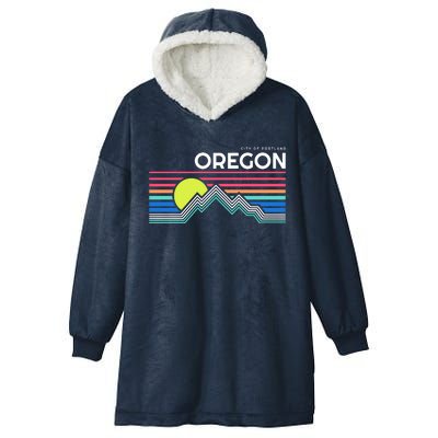 City Of Portland Oregon Retro Sunset Hooded Wearable Blanket