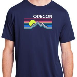 City Of Portland Oregon Retro Sunset Adult ChromaSoft Performance T-Shirt