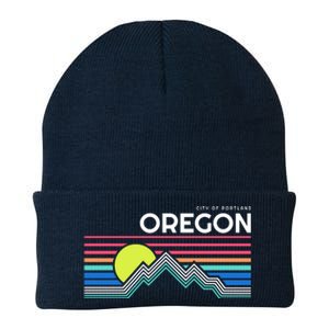 City Of Portland Oregon Retro Sunset Knit Cap Winter Beanie