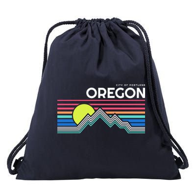 City Of Portland Oregon Retro Sunset Drawstring Bag