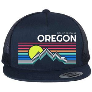 City Of Portland Oregon Retro Sunset Flat Bill Trucker Hat