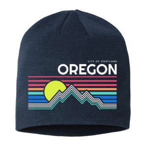 City Of Portland Oregon Retro Sunset Sustainable Beanie