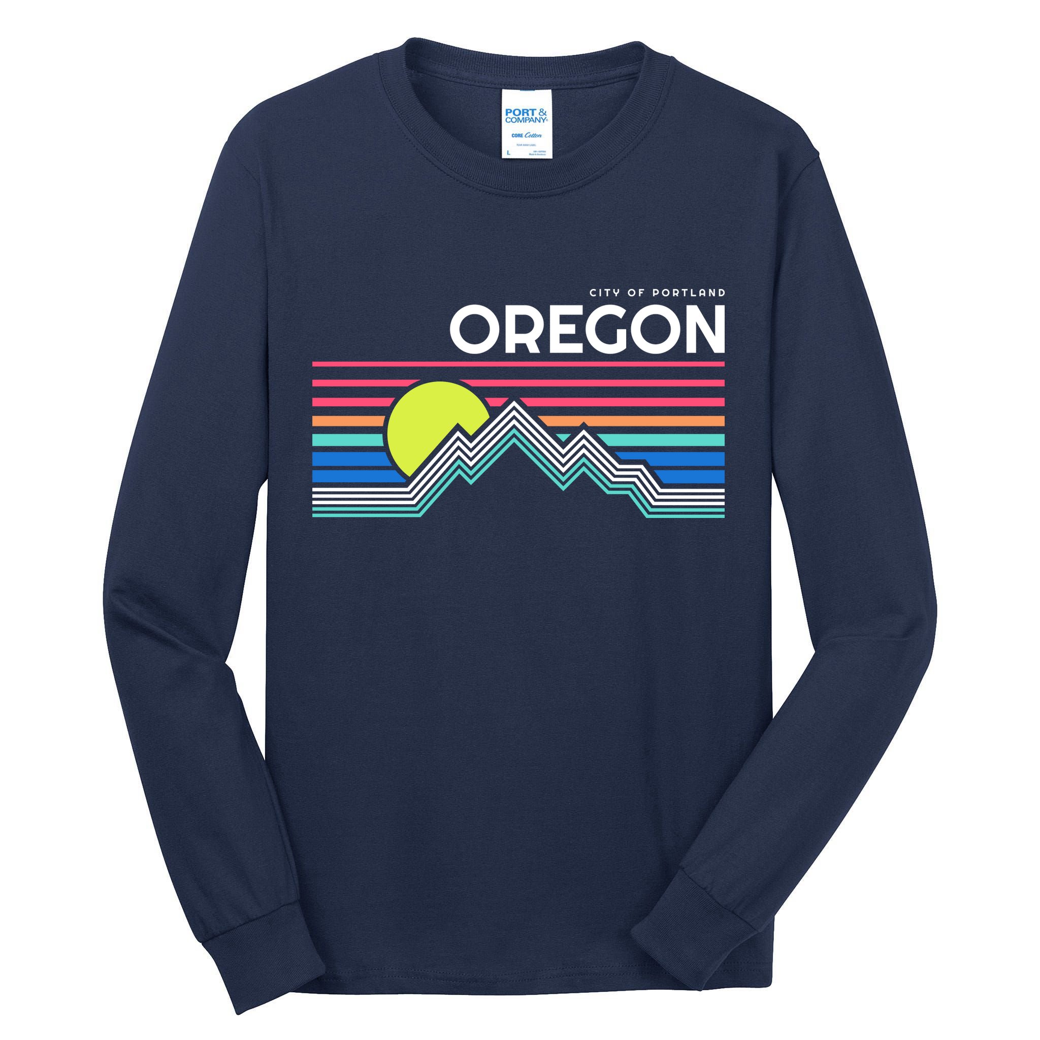 City Of Portland Oregon Retro Sunset Tall Long Sleeve T-Shirt