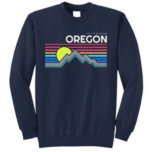 City Of Portland Oregon Retro Sunset Tall Sweatshirt