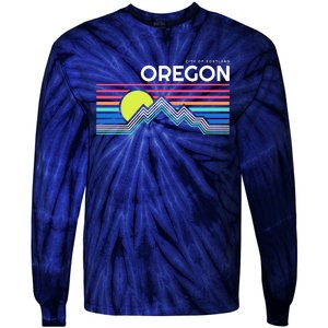 City Of Portland Oregon Retro Sunset Tie-Dye Long Sleeve Shirt