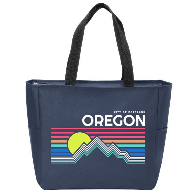 City Of Portland Oregon Retro Sunset Zip Tote Bag