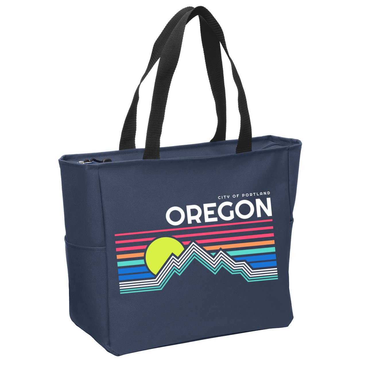 City Of Portland Oregon Retro Sunset Zip Tote Bag