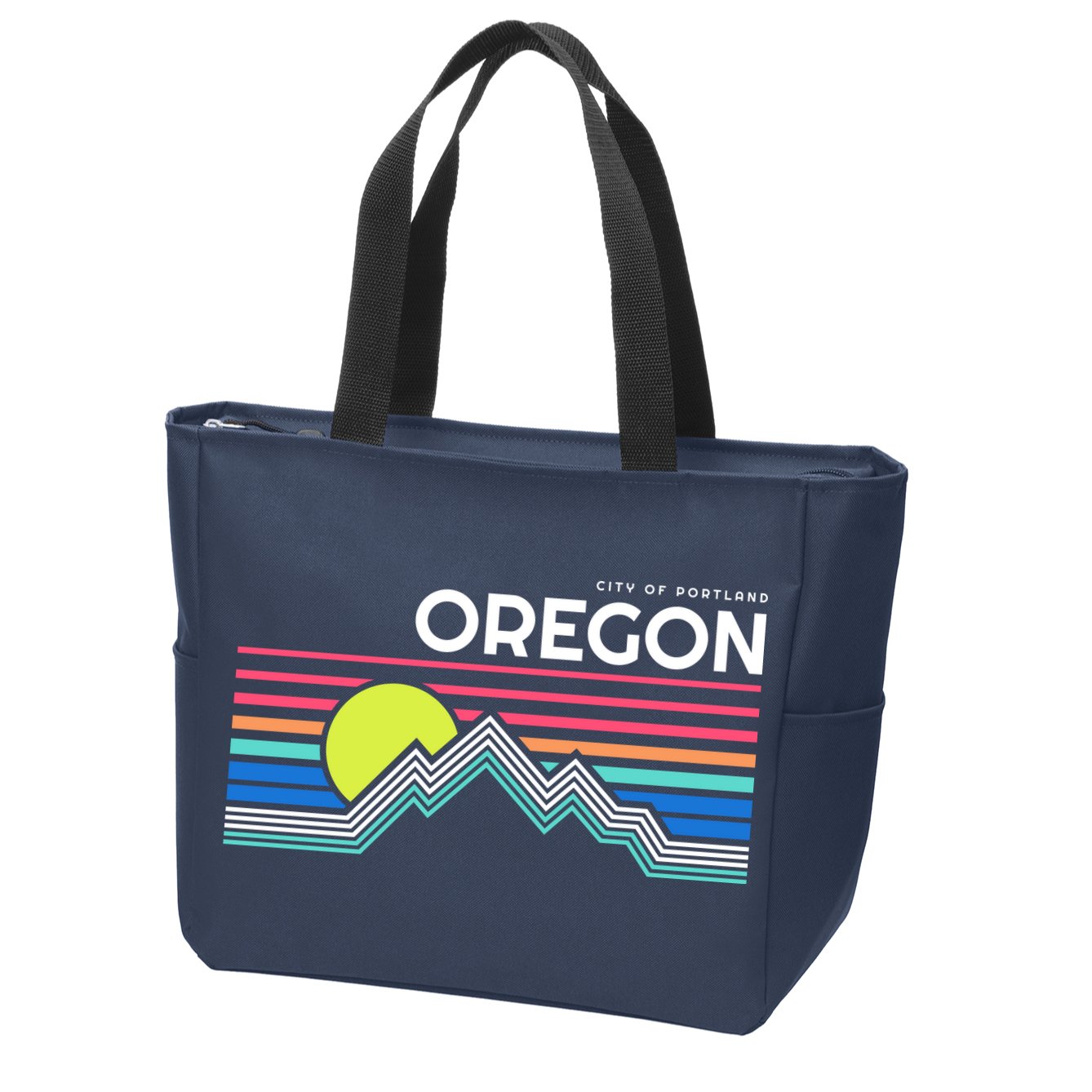 City Of Portland Oregon Retro Sunset Zip Tote Bag