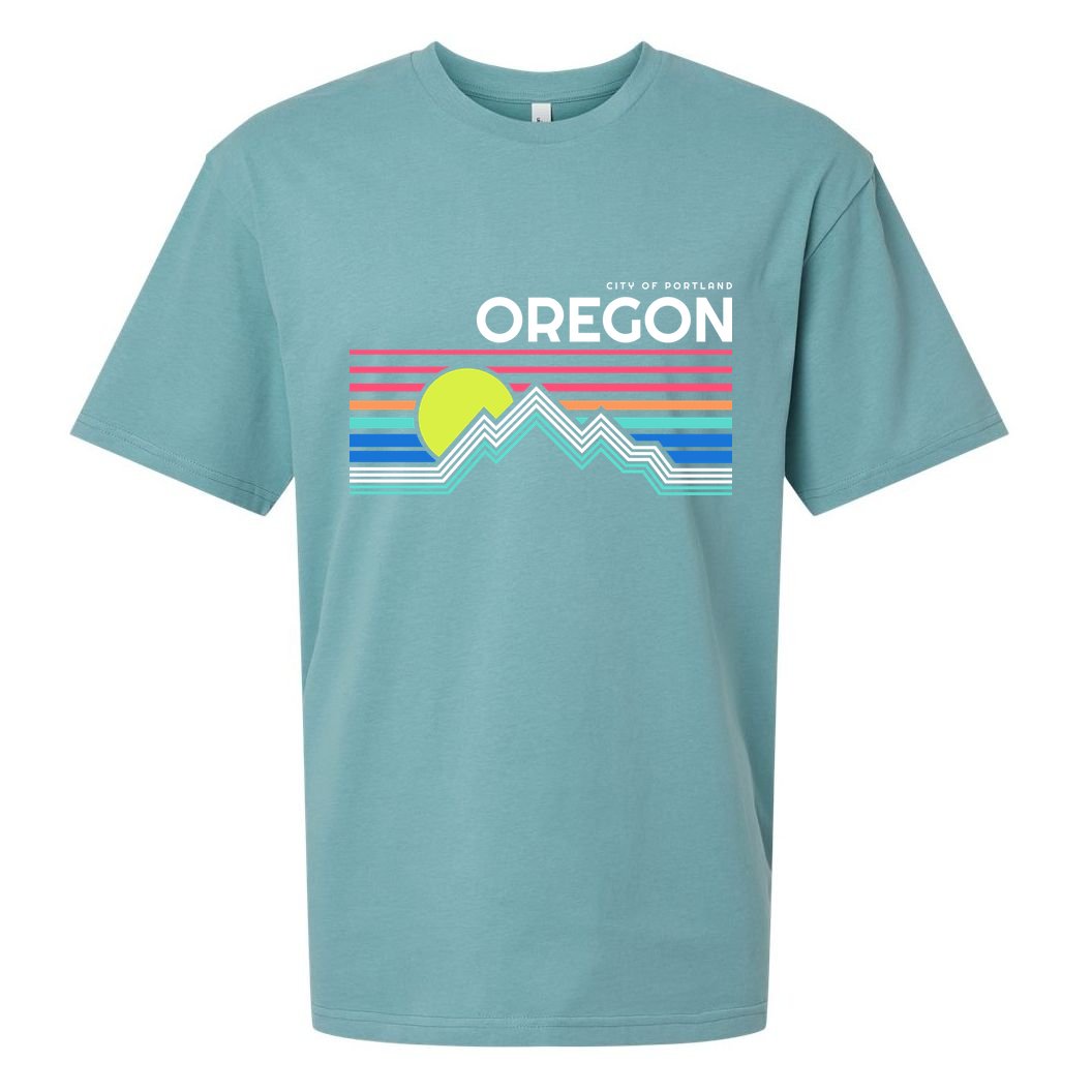 City Of Portland Oregon Retro Sunset Sueded Cloud Jersey T-Shirt