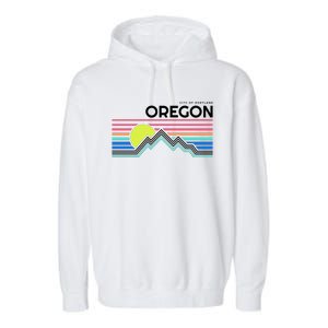 City Of Portland Oregon Retro Sunset Garment-Dyed Fleece Hoodie