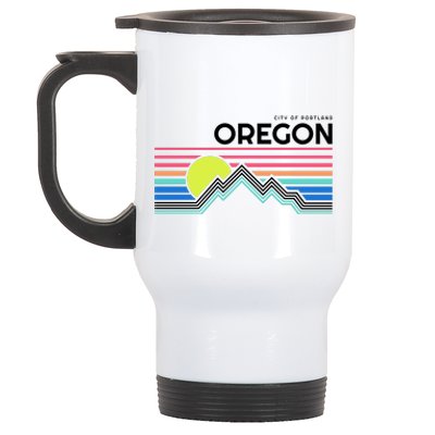 City Of Portland Oregon Retro Sunset Stainless Steel Travel Mug