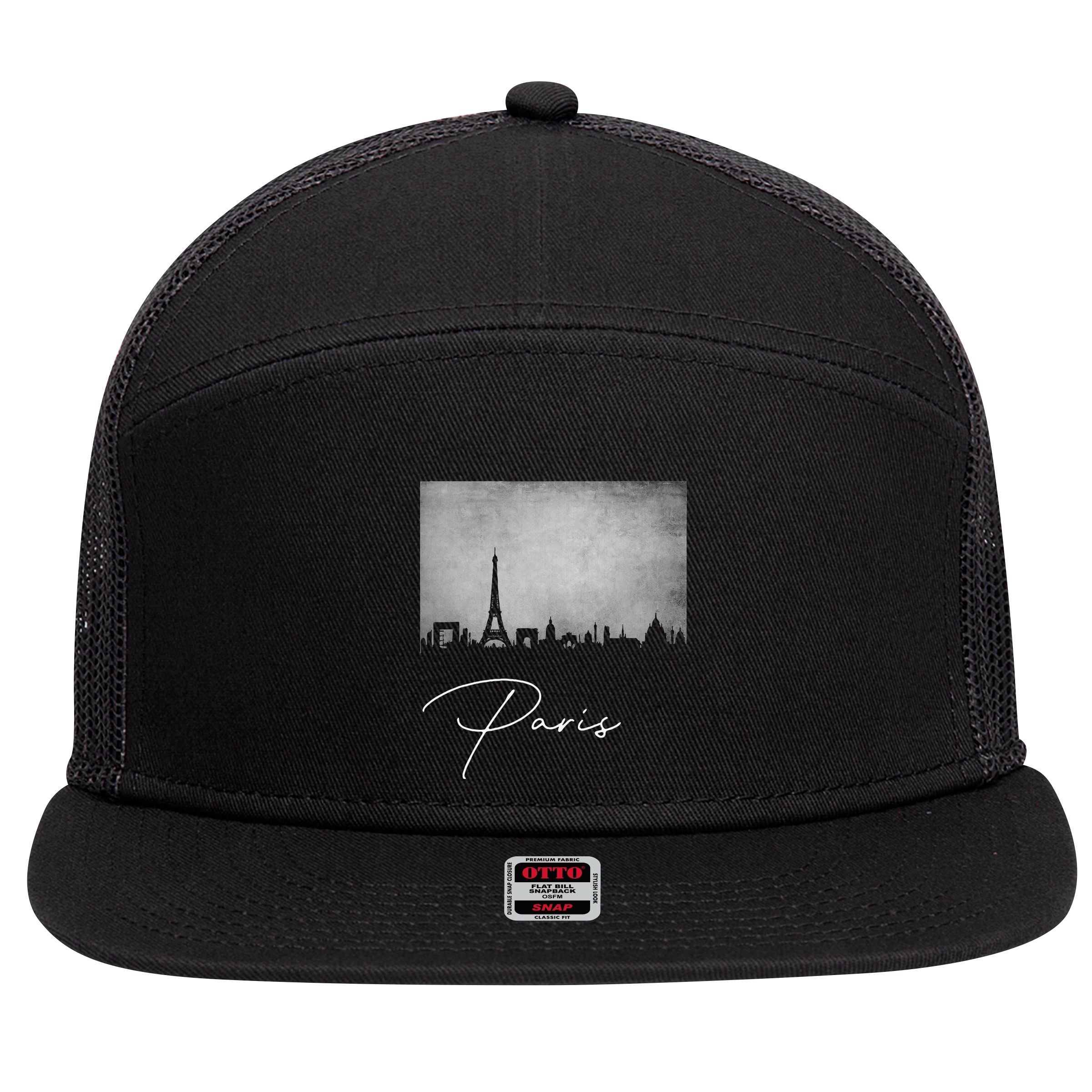City Of Paris France 7 Panel Mesh Trucker Snapback Hat