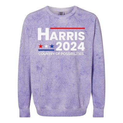 Country Of Possibilities Kamalaharris 2024 President Vote Colorblast Crewneck Sweatshirt