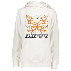 Chronic Obstructive Pulmonary Disease Butterfly Awareness Womens Funnel Neck Pullover Hood