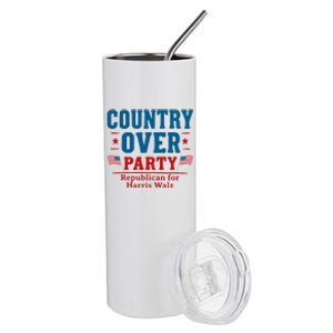 Country Over Party Republican For Kamala Harris Tim Walz Stainless Steel Tumbler