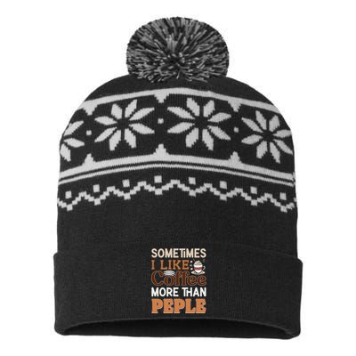 Coffee Over People Quote USA-Made Snowflake Beanie