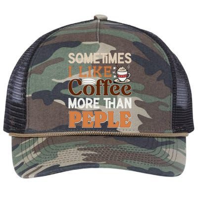 Coffee Over People Quote Retro Rope Trucker Hat Cap