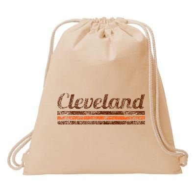 Cleveland Ohio Retro Vintage Weathered Stripe Throwback Drawstring Bag