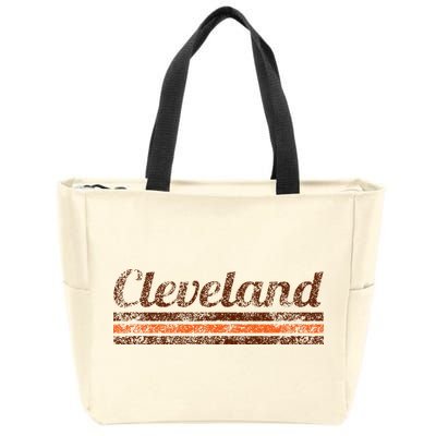 Cleveland Ohio Retro Vintage Weathered Stripe Throwback Zip Tote Bag