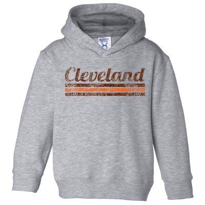 Cleveland Ohio Retro Vintage Weathered Stripe Throwback Toddler Hoodie