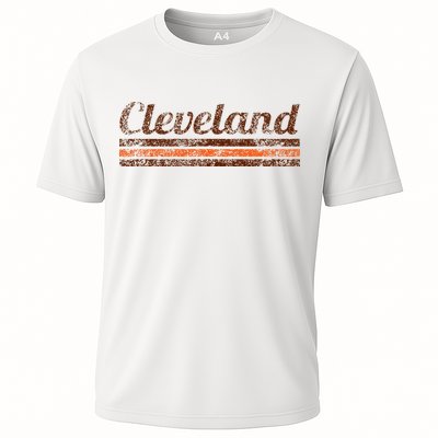 Cleveland Ohio Retro Vintage Weathered Stripe Throwback Cooling Performance Crew T-Shirt