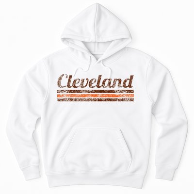 Cleveland Ohio Retro Vintage Weathered Stripe Throwback Hoodie