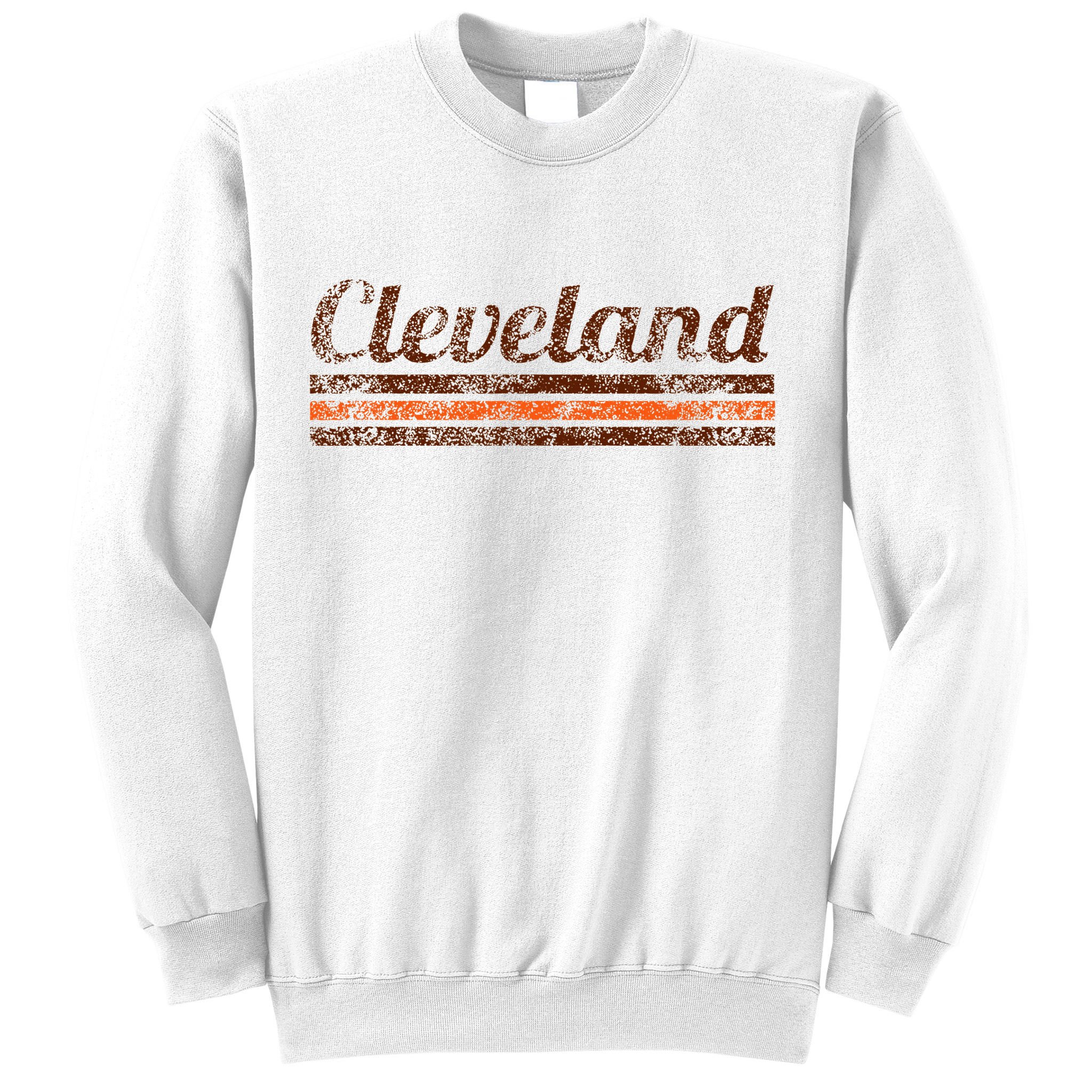 Cleveland Ohio Retro Vintage Weathered Stripe Throwback Sweatshirt
