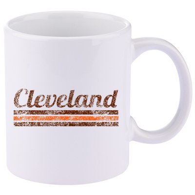 Cleveland Ohio Retro Vintage Weathered Stripe Throwback 11oz C Handle Ceramic Mug