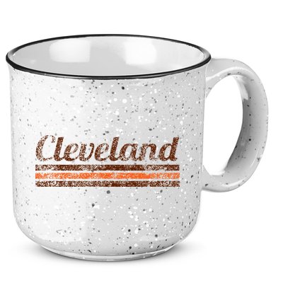 Cleveland Ohio Retro Vintage Weathered Stripe Throwback 15oz Campfire Ceramic Mug