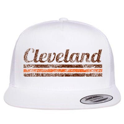 Cleveland Ohio Retro Vintage Weathered Stripe Throwback Flat Bill Trucker Hat