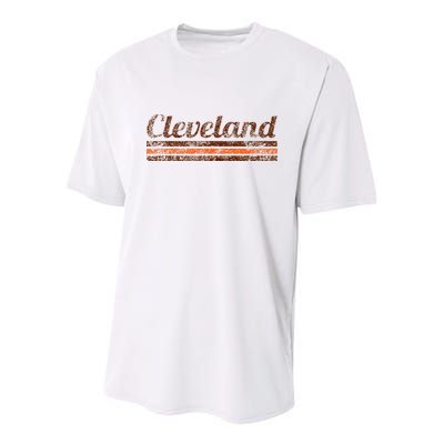 Cleveland Ohio Retro Vintage Weathered Stripe Throwback Youth Performance Sprint T-Shirt