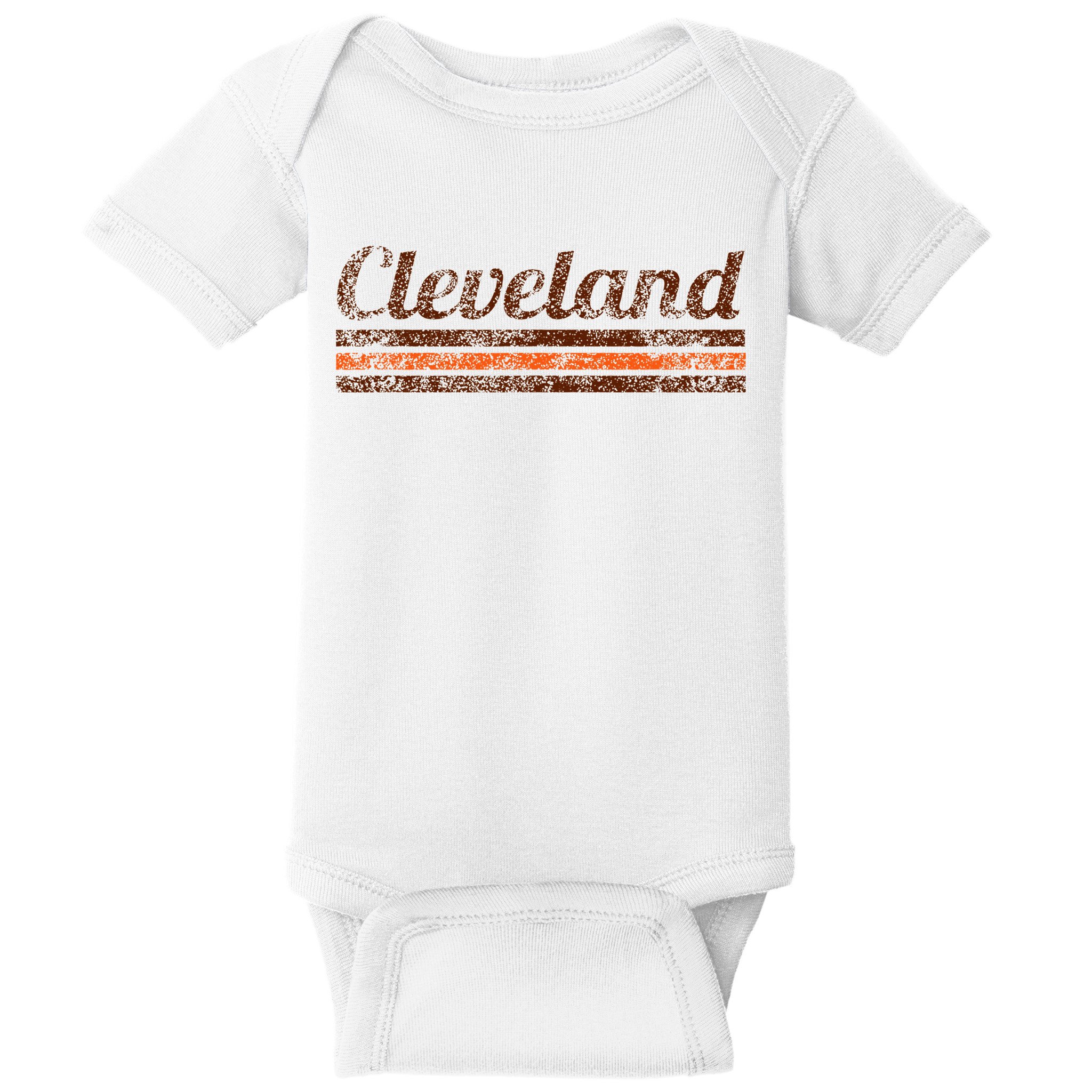 Cleveland Ohio Retro Vintage Weathered Stripe Throwback Baby Bodysuit