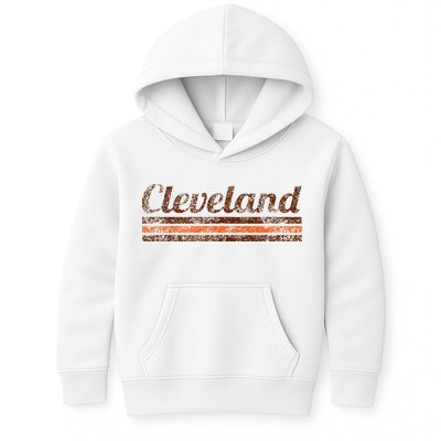 Cleveland Ohio Retro Vintage Weathered Stripe Throwback Kids Hoodie