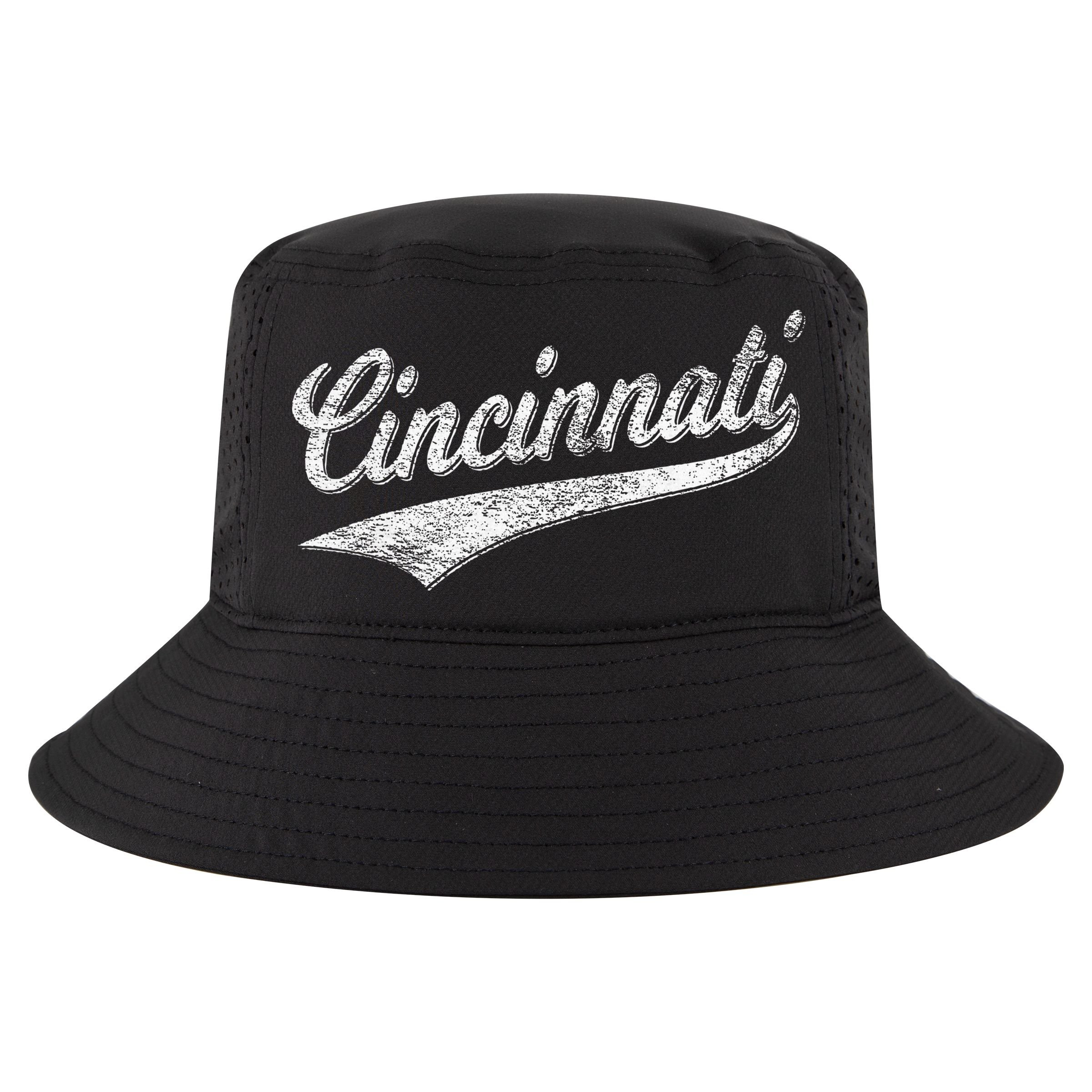 Cincinnati Ohio Retro Script Sports Jersey Flag Cool Comfort Performance Bucket Hat