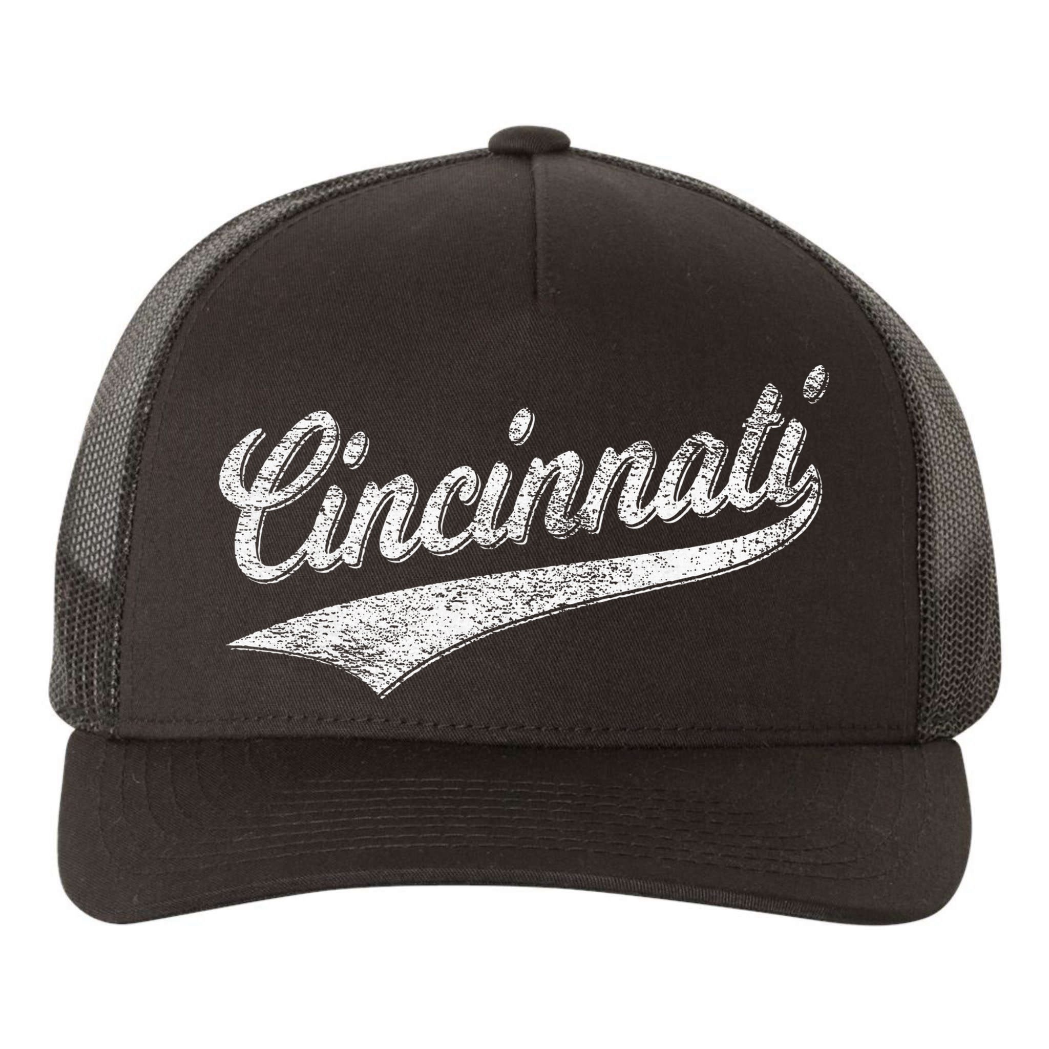 Cincinnati Ohio Retro Script Sports Jersey Flag Yupoong Adult 5-Panel Trucker Hat