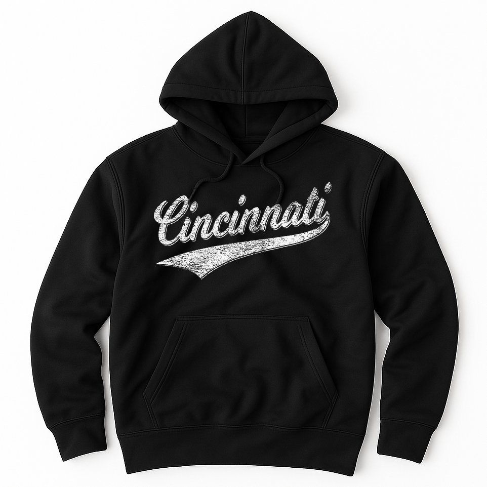 Cincinnati Ohio Retro Script Sports Jersey Flag Hoodie