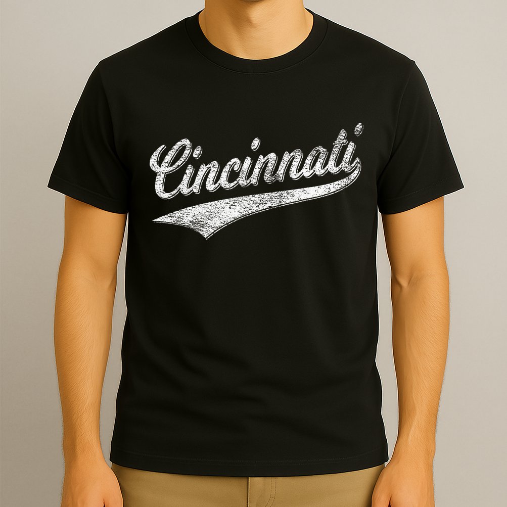 Cincinnati Ohio Retro Script Sports Jersey Flag T-Shirt