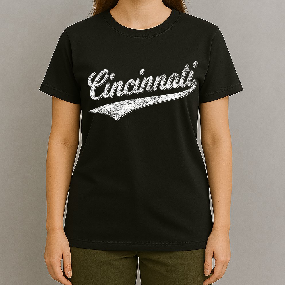 Cincinnati Ohio Retro Script Sports Jersey Flag T-Shirt