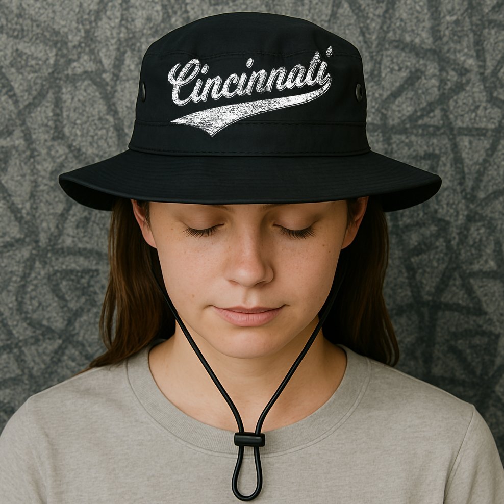 Cincinnati Ohio Retro Script Sports Jersey Flag Bucket Hat