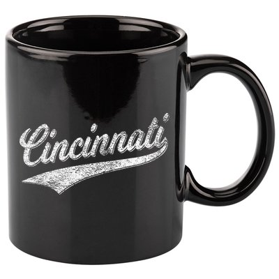 Cincinnati Ohio Retro Script Sports Jersey Flag 11oz C Handle Ceramic Mug